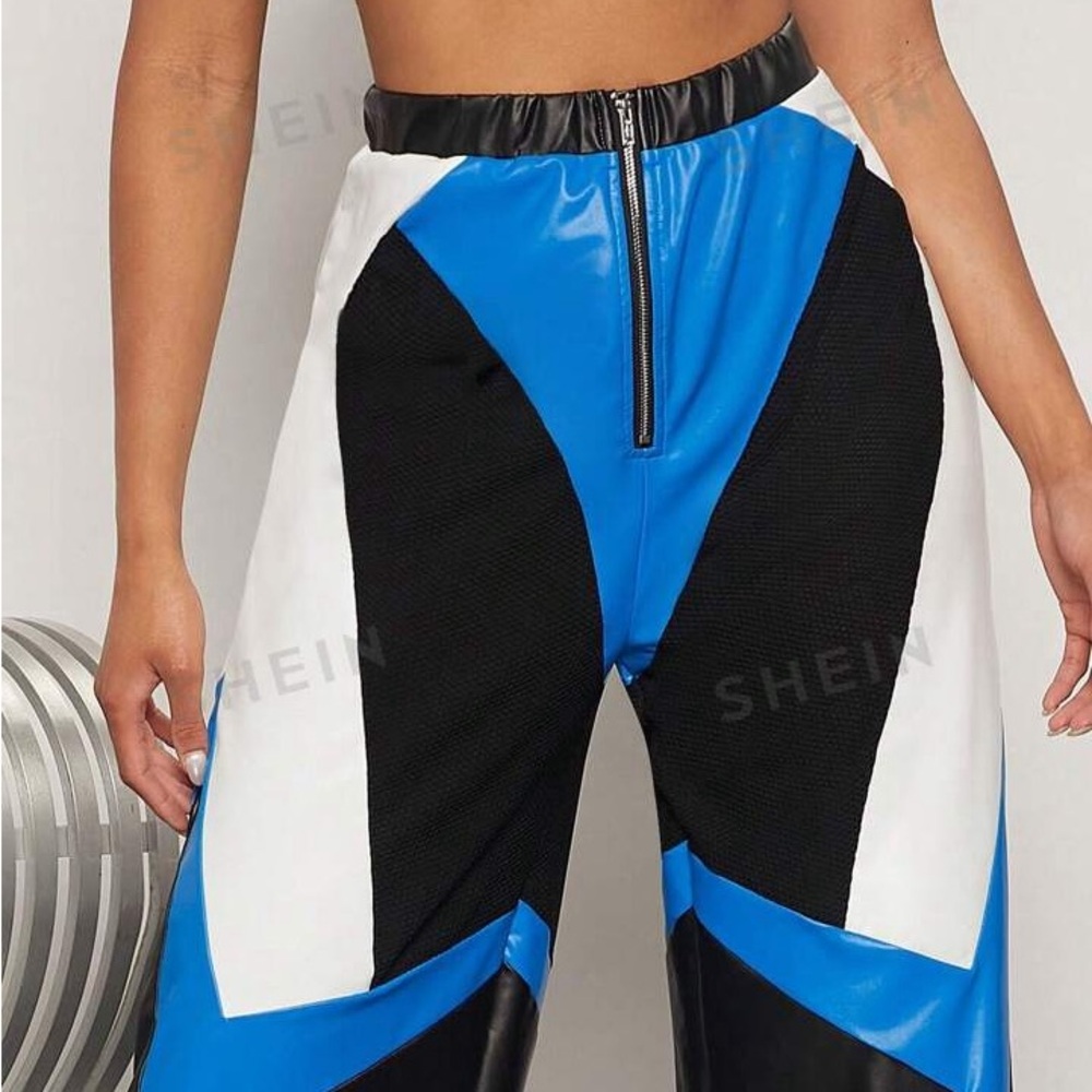 PU Moto high waisted wide leg pants
